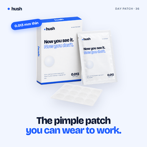 Hush day patch carton, sachet and sheet of 12 patches